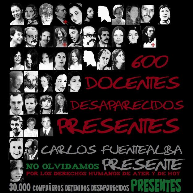 Docentes: 600 docentes desaparecidos y asesinados. Carlos Fuentealba, no olvidarlo.