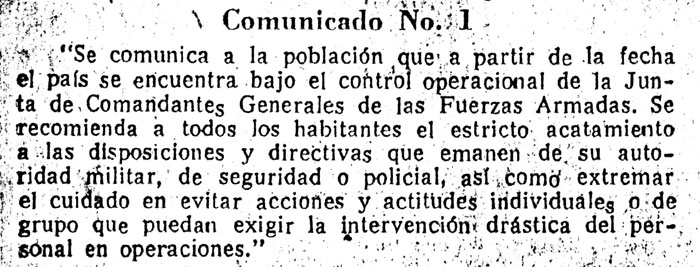 Fragmento del Comunicado N 1.